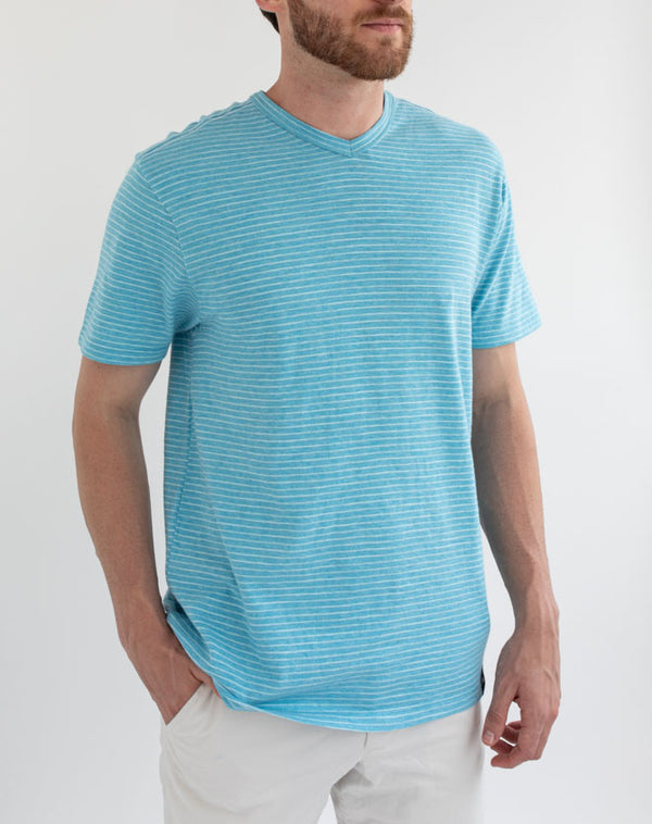 Playera A Rayas Aqua