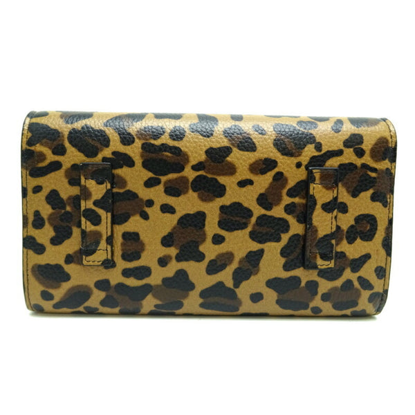 LEOPARD PRINT LEATHER CHAIN WALLET