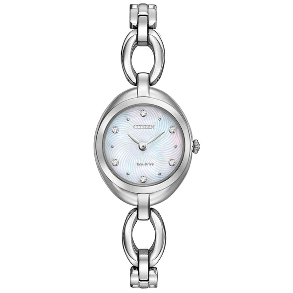 reloj color plata con cristales para mujer 