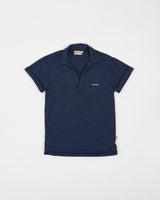 MIDNIGHT BLUE KNITTED WIDE NECK POLO